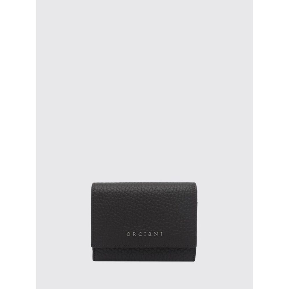 Orciani Women Orciani Hammered Calfskin Leather Bifold Wallet With Flap